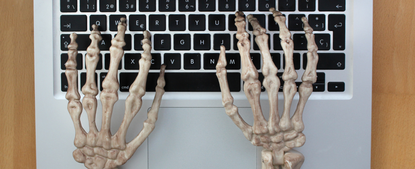Skeleton typing on keyboard